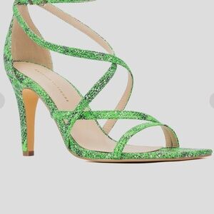 Fashion to Figure Green High Heel Sandals with Strappy Design